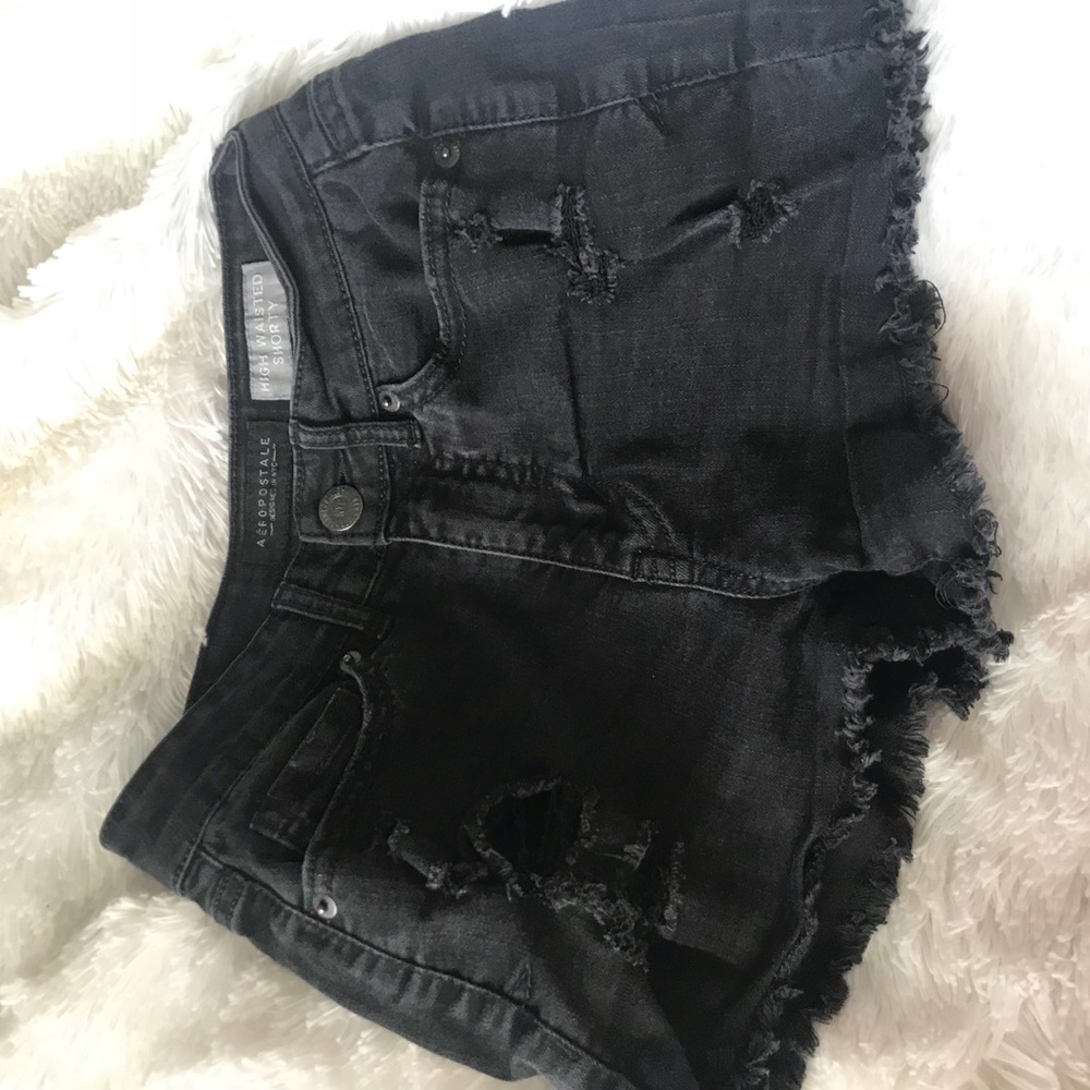 Black ripped jean shorts